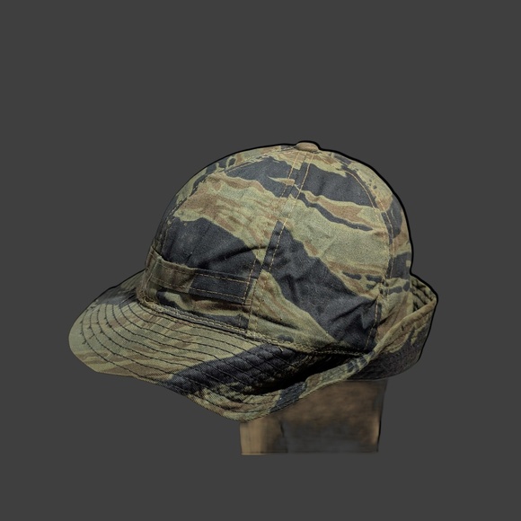 Rare Vietnam Era John Wayne Tiger Camo Short Bill Boonie Hat Size 7 1/4 - Picture 1 of 7